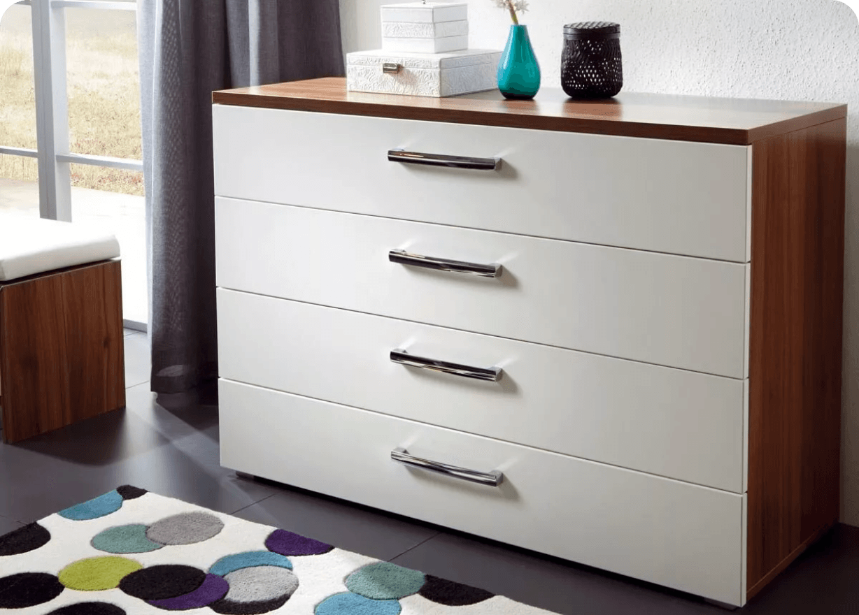 Modern chest of drawers for clothes.
